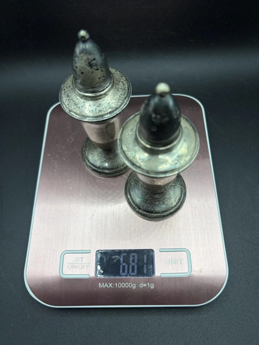 Crown Vintage Sterling Silver Weighted Salt Pepper Shakers Tableware Dinnerware